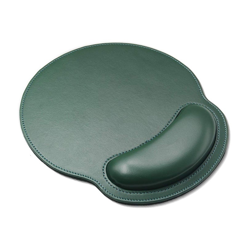 iVeze Ergonomic Mouse Pad with Wrist Support,PU Leather Mousepad for Laptop Computers,Non Slip Rubber Base Memory Foam Wrist Rest Mouse Pads for Home Work Office Easy Typing Pain Relief,Green - Image 1